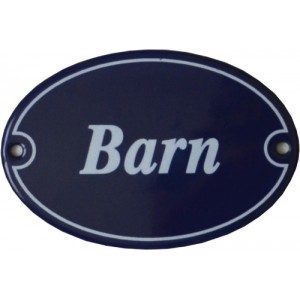 Emaljskylt oval - Barn blå/vit